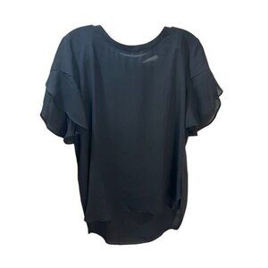 NEW Silk Oversized Boxy Short-Sleeve Sheer Blouse‎ Medium